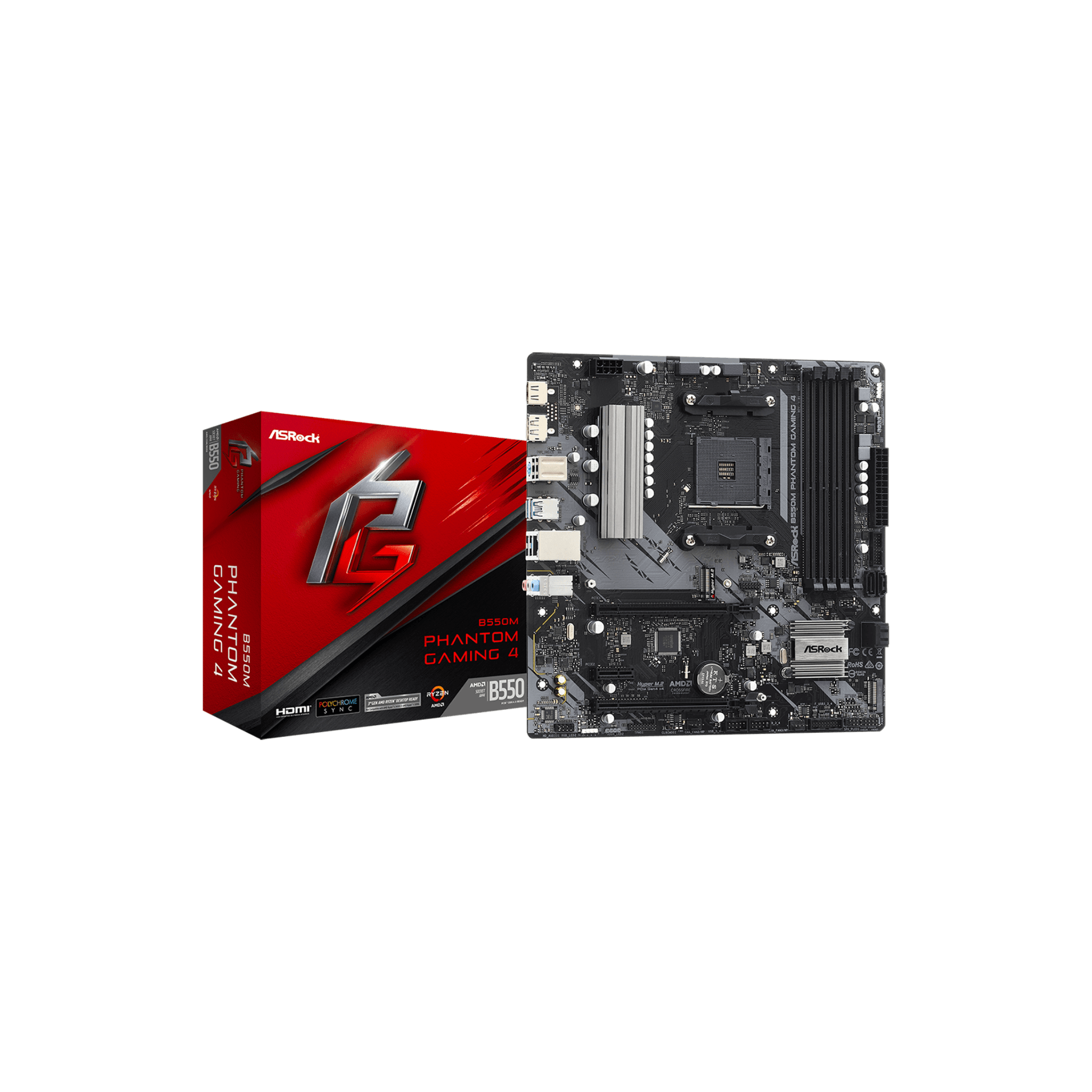 Asrock B550M Phantom Gaming 4 AM4 mATX Motherboard Asrock B550M Phantom Gaming 4 AM4 mATX Motherboard